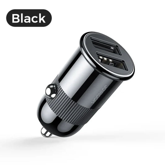 High-Speed 3.1A Dual USB Car Charger with Cable Black