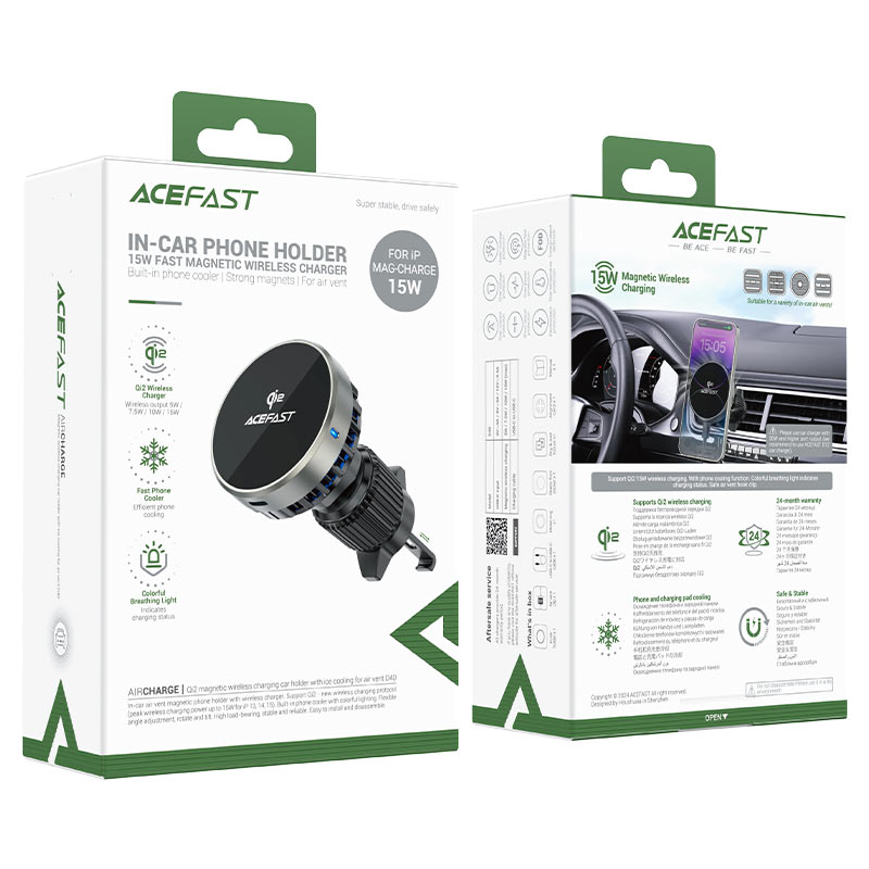 Acefast D40 Magnetic Car Holder with Fast Qi2 Wireless Charging