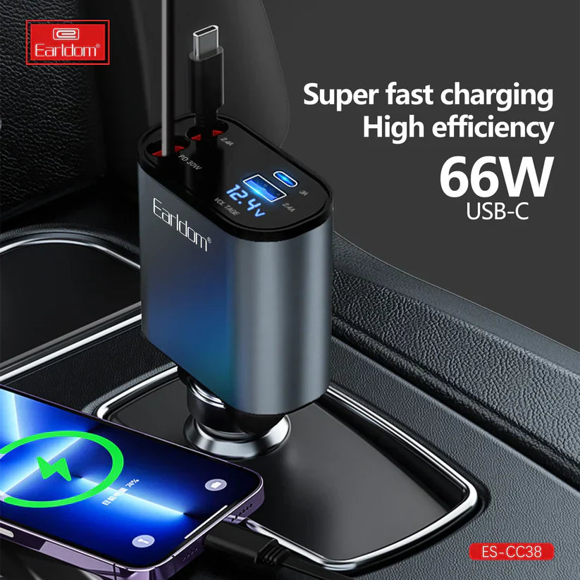 Earldom CC38 Retractable 4-in-1 Car Mobile Phone Charger