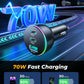 Joyroom 70W Triple-Port Car Charger with Dual PD and USB-A