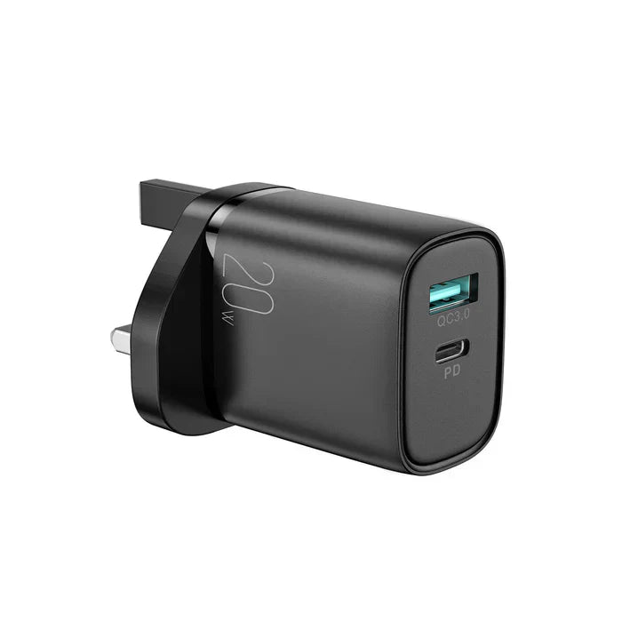 20W Dual-Port Fast Charger with PD3.0 and QC3.0 Support