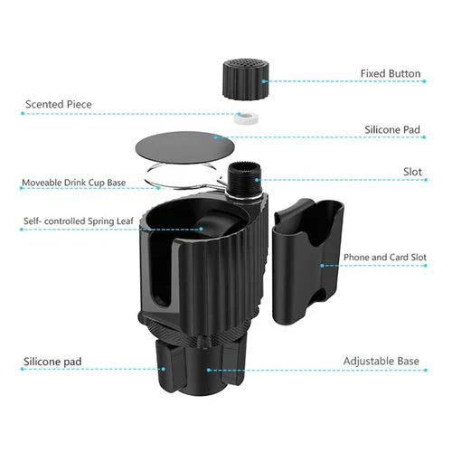 360° Adjustable Car Cup Holder Expander with Phone Coaster