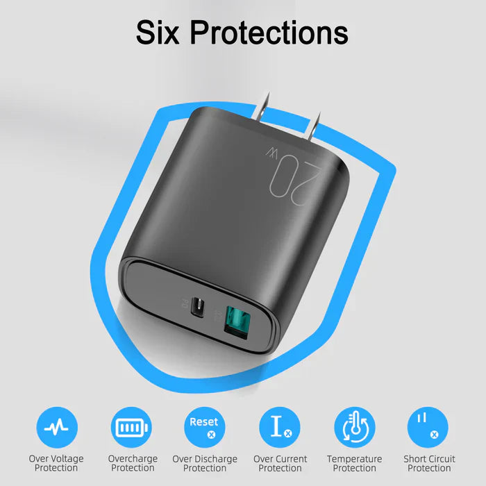 20W Mini Intelligent USB-C PD+QC Fast Charger L-QP2011