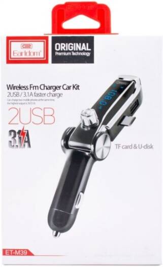 Earldom ET-M39 Bluetooth Lighter with FM Transmitter, Dual USB Fast Charger