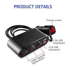 Earldom 120W Dual USB Car Charger with 4‑in‑1 Socket