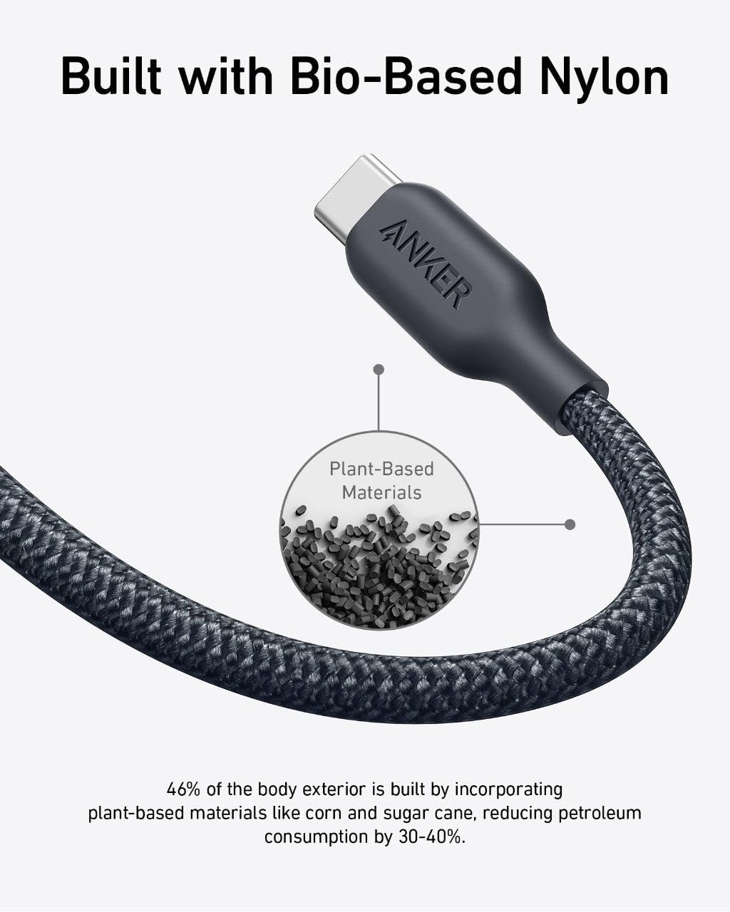 Anker Bio-Based 544 USB-C to USB-C Cable 3ft Black