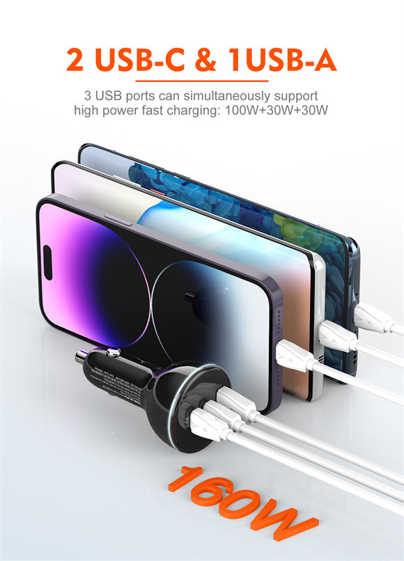 LDNIO 160W Triple USB Super Fast Car Charger Safety