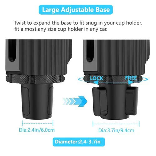 360° Rotating Car Cup Holder Expander with Phone Holder