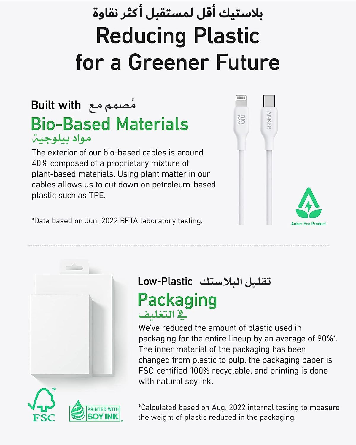 Anker Bio-Based Durable 542 USB-C to Lightning Cable 6ft White