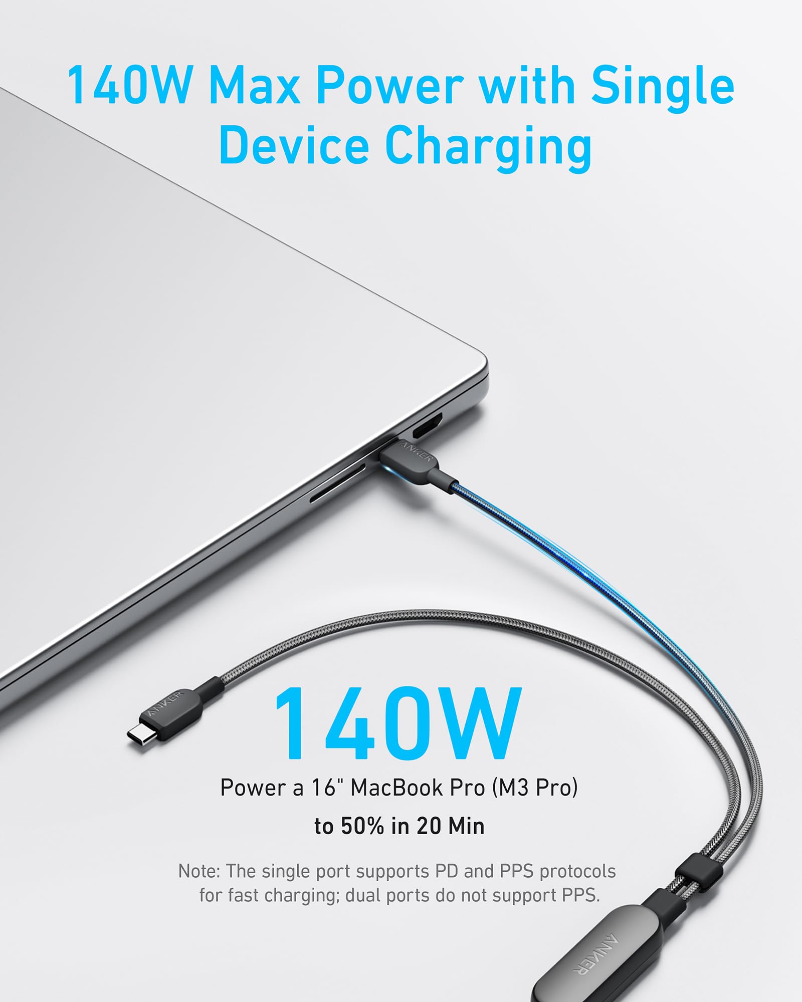 Anker 2-in-1 USB-C to USB-C Cable: Fast 140W Charging & Data Transfer
