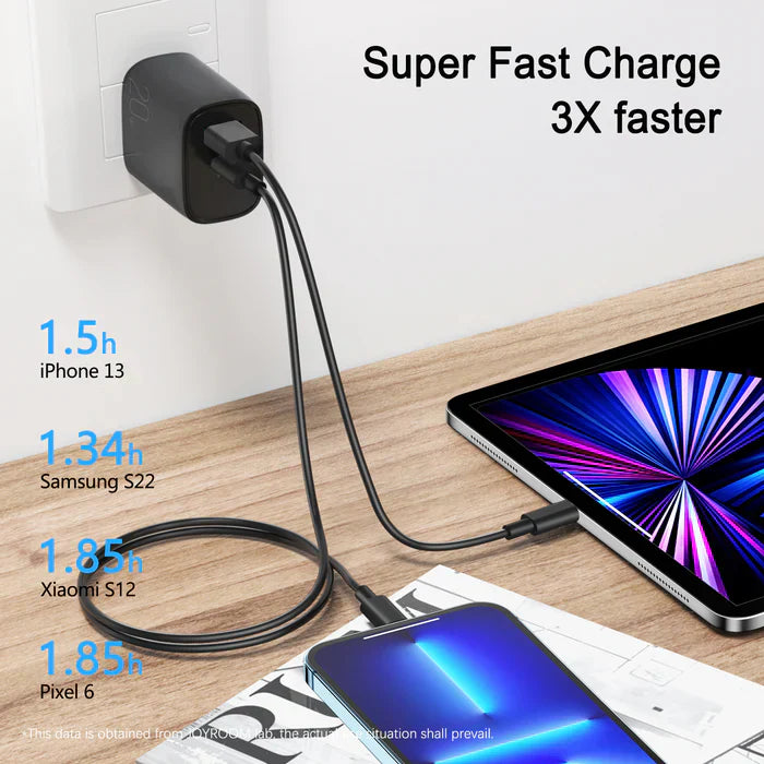 20W Dual-Port Fast Charger with PD3.0 and QC3.0 Support