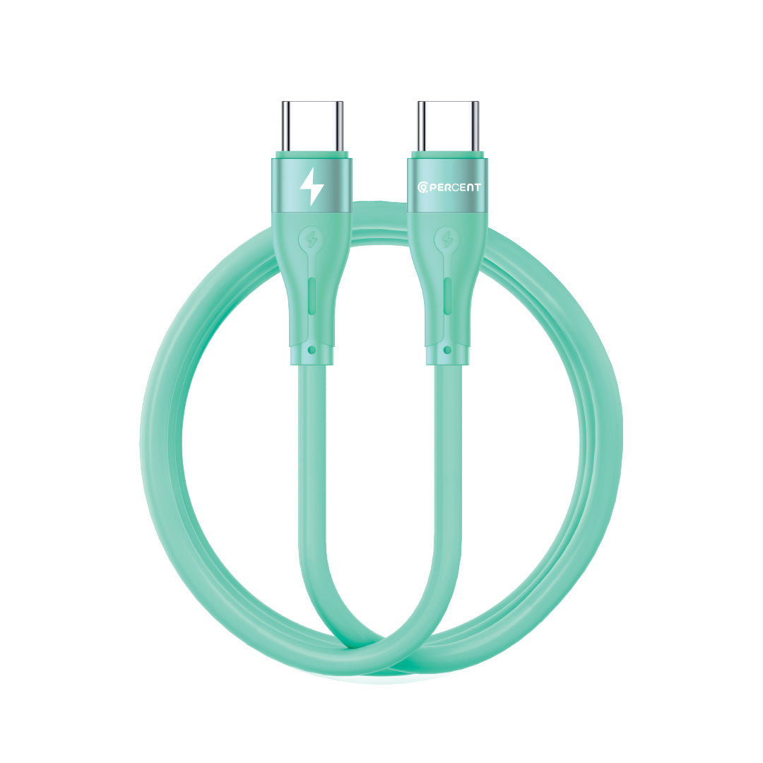 Voltline 90% USB‑C to USB‑C Silicone Fast‑Charge Cable 1m Green