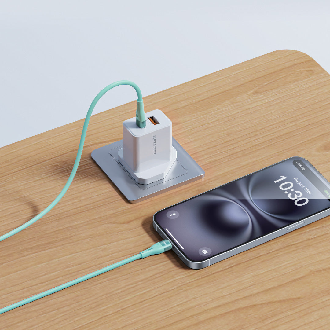 Voltline 90% USB‑C to USB‑C Silicone Fast‑Charge Cable 1m Green