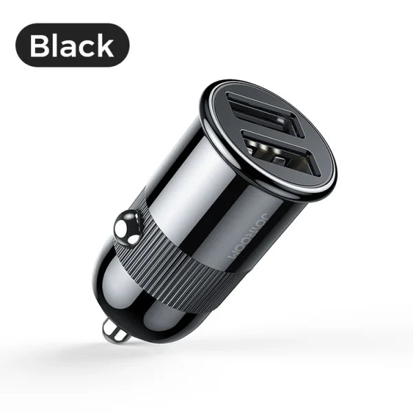 High-Speed 3.1A Dual USB Car Charger with Cable Black