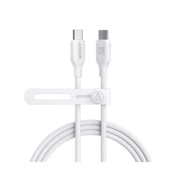 Anker Bio-Based Durable USB-C to USB-C Cable 6ft White High-Speed Charging