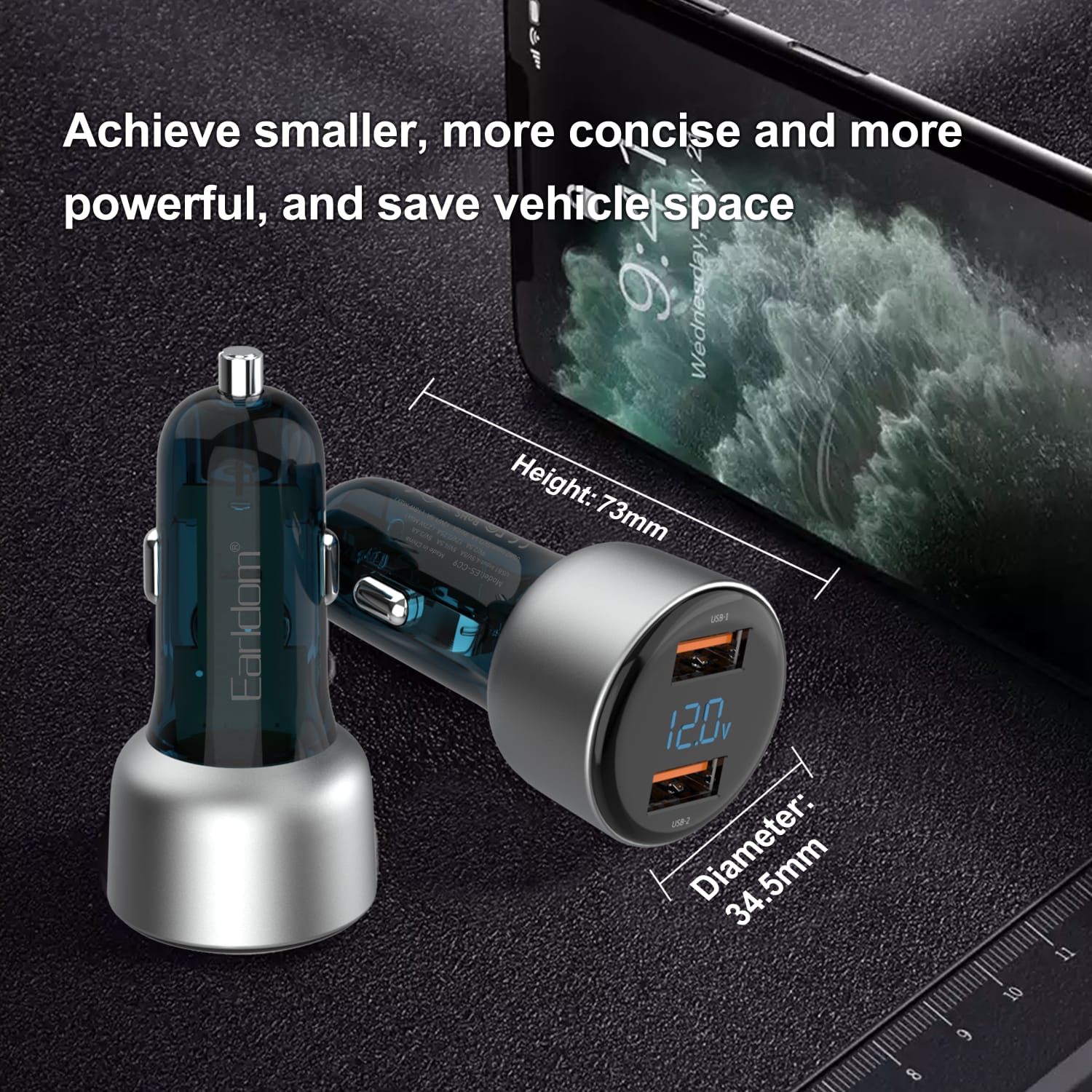 Earldom CC9 45W Digital Display Fast Car Charger