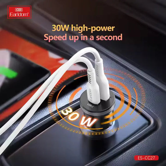 Earldom ES-CC27 30W USB‑C Car Charger Fast Power Delivery