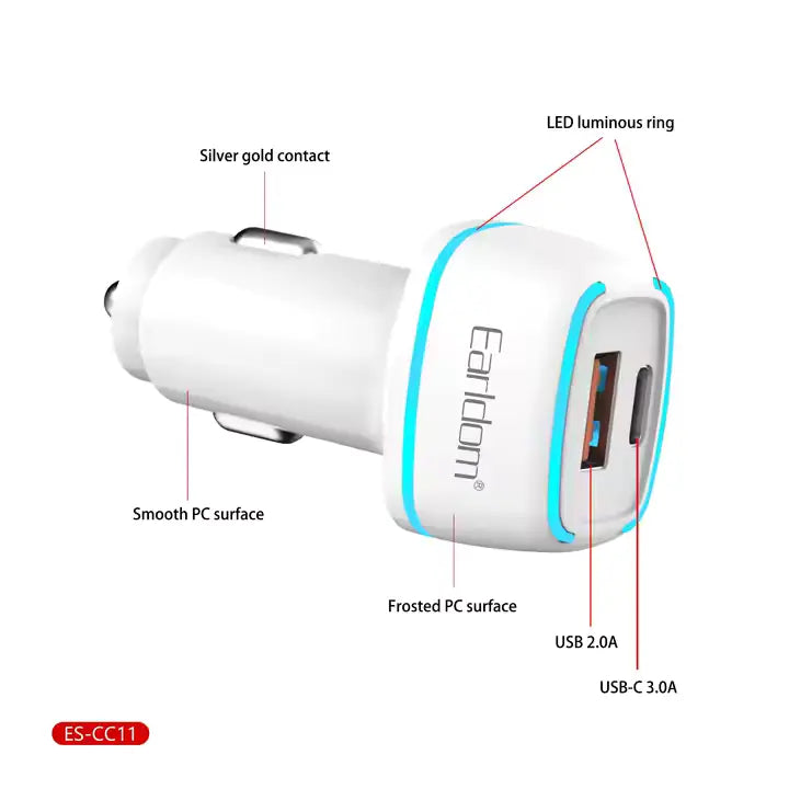 Earldom ES-CC11 Fast PD Car Charger with USB‑C Cable