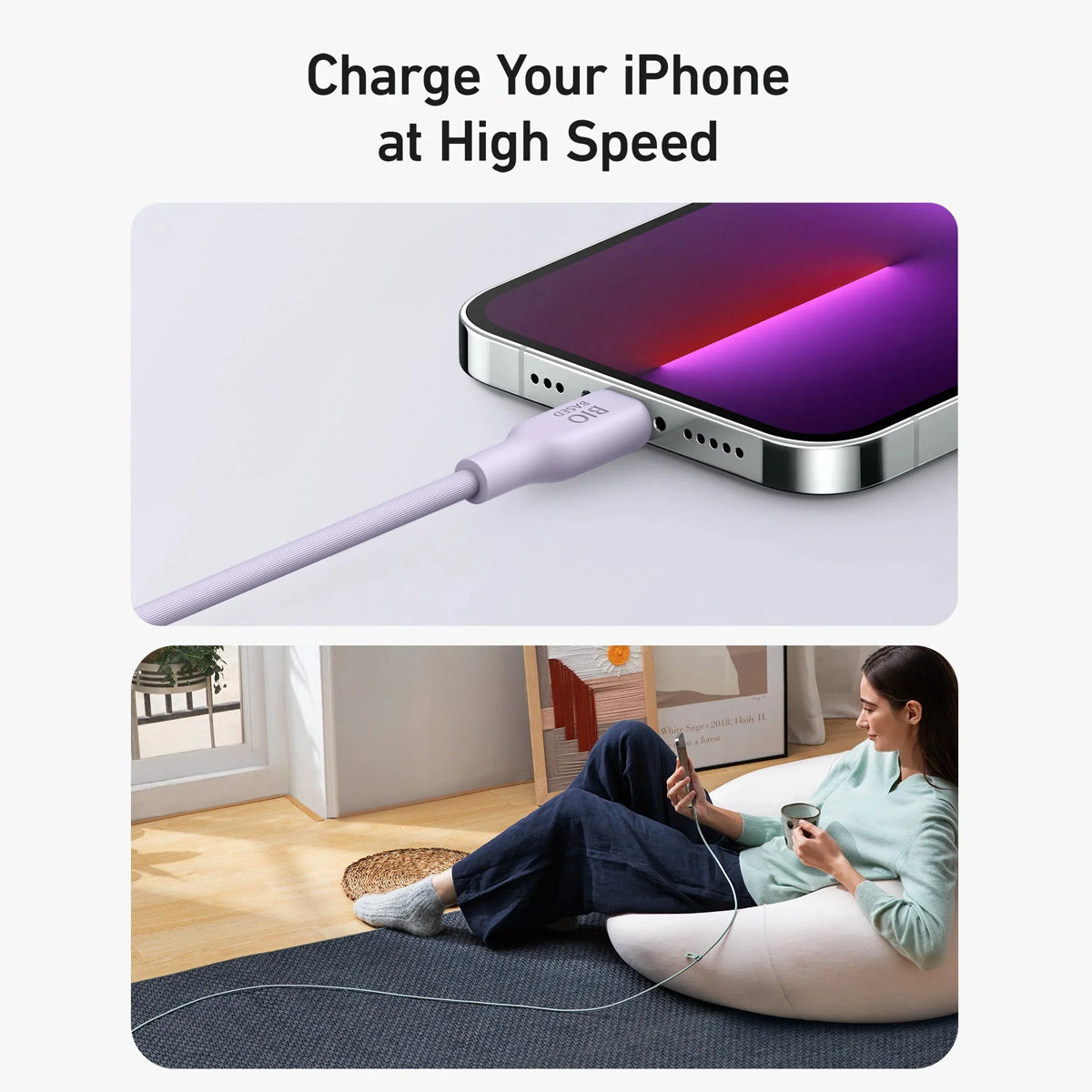 Anker 542 USB-C to Lightning Cable: Bio-Based, Durable, Fast Charging, Violet