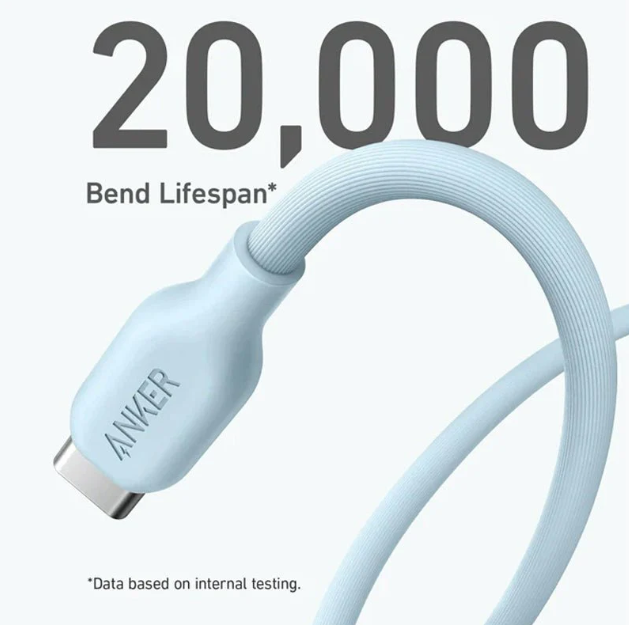 Anker 542 USB-C to Lightning Cable, Bio-Based, 6ft, Blue, Fast Charge