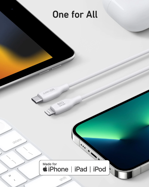 Anker Bio-Based Durable USB-C to Lightning Cable 3ft - Eco-Friendly Fast Charging