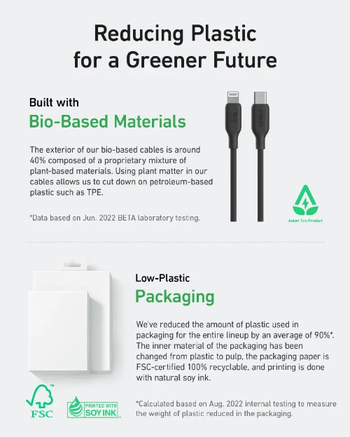 Anker Bio-Based Durable USB-C to Lightning Cable 6ft Black