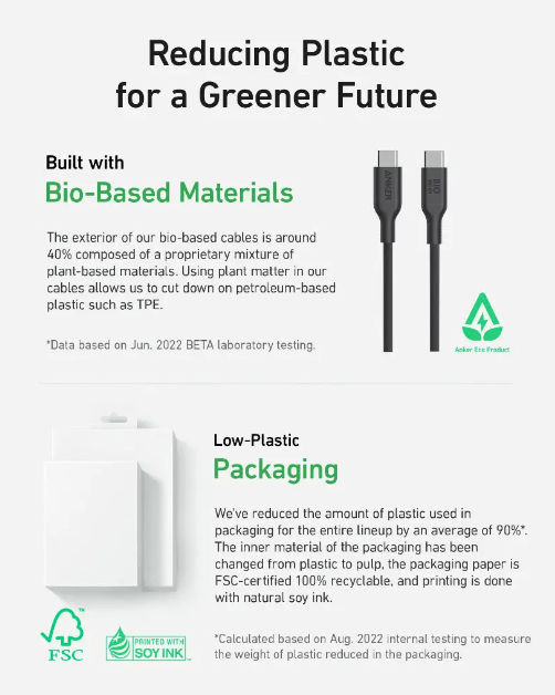 Anker Bio-Based Durable 544 USB-C to USB-C Cable 6ft Black