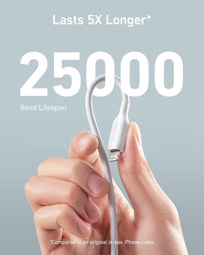 Anker PowerLine III USB to Lightning Cable 6ft Durable White Fast Charging