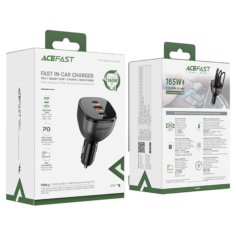 Acefast B14 165W PD3.1 Car Charger with Dual USB‑C