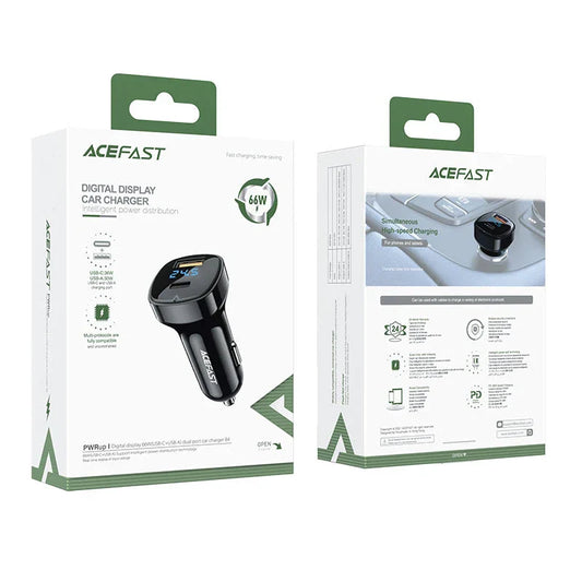 Acefast B4 Dual-Port 66W Car Charger with Zinc Alloy