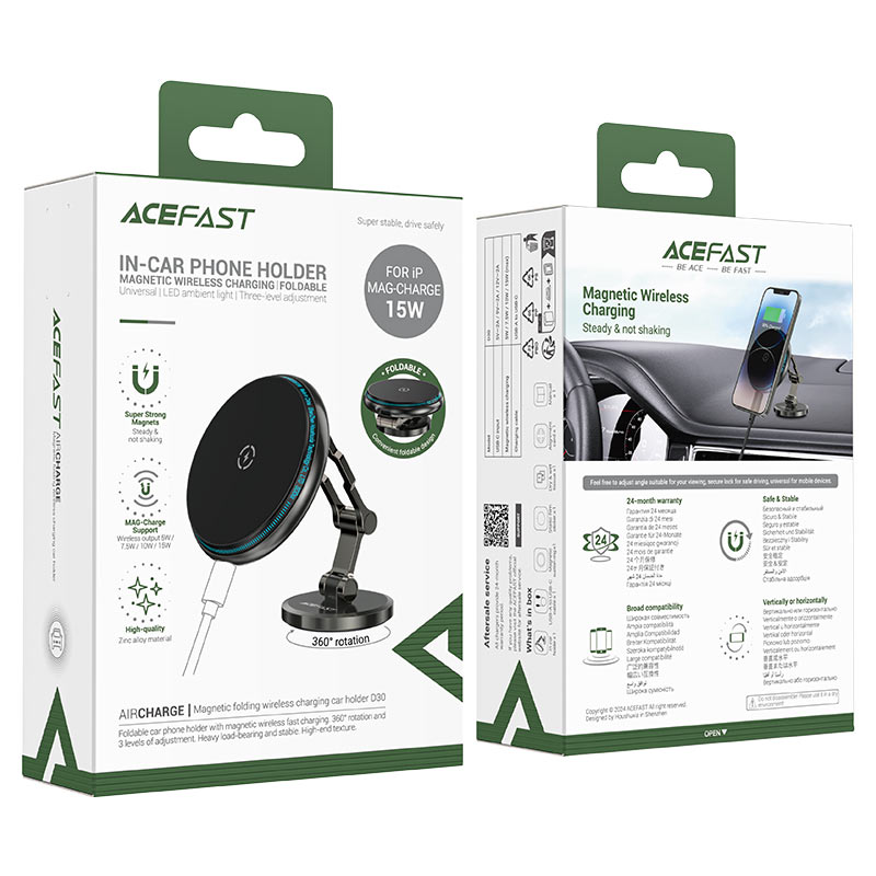 Acefast D30 Magnetic Fast Wireless Car Charger Holder