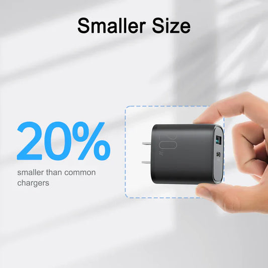 20W Dual-Port Fast Charger with PD3.0 and QC3.0 Support