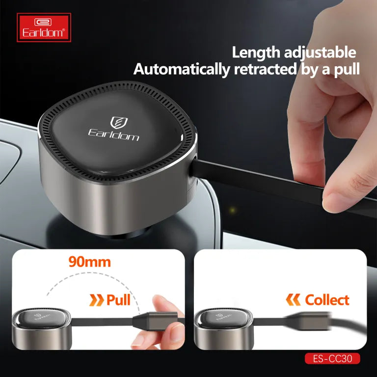 Earldom 30W Retractable USB‑C Car Charger with Fast Charging