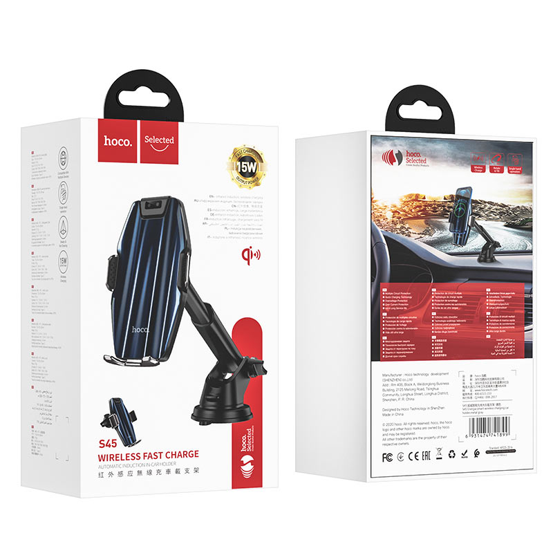 HOCO S45 Energia Dual‑Mount 15W Wireless Car Charger