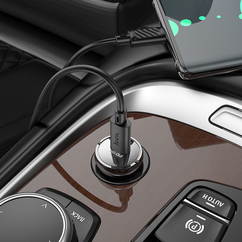 Hoco Z53 Sight 30W PD Single-Port Car Charger – Black