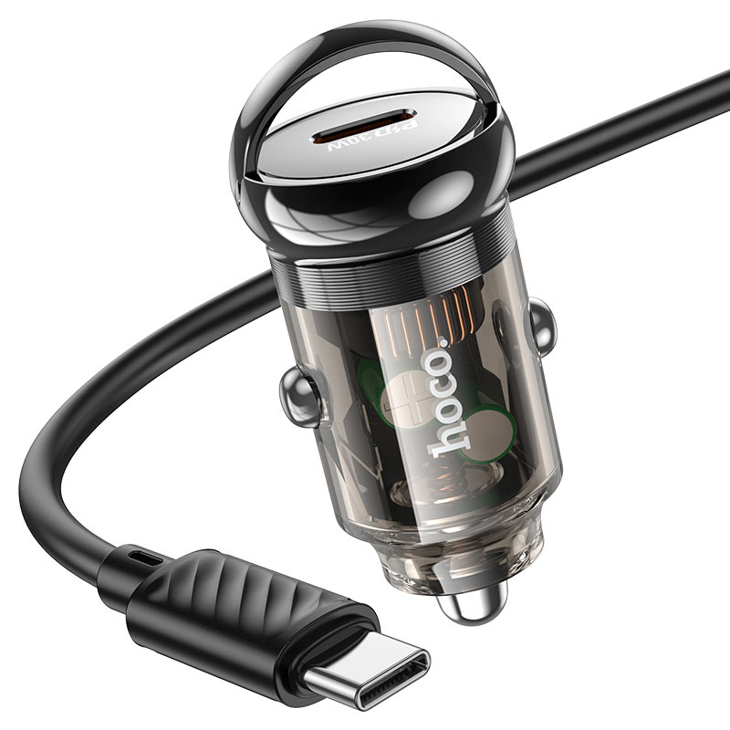 Hoco Z53 Sight 30W PD Single-Port Car Charger – Black