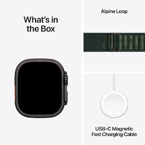 Apple Watch Ultra 2 GPS + Cellular 49mm Black Titanium Case with Dark Green Alpine Loop Medium (Arabic Edition)