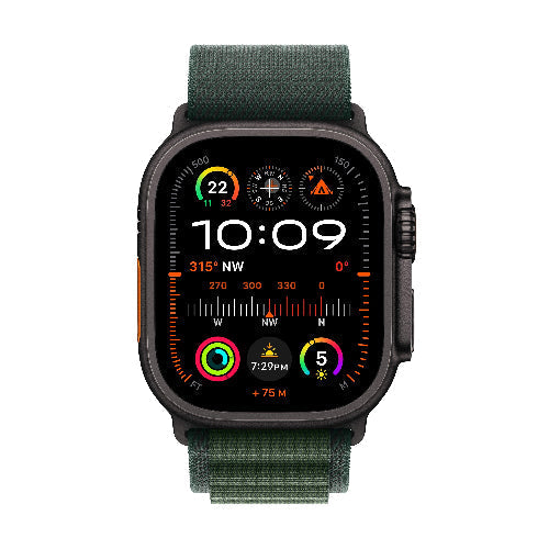 Apple Watch Ultra 2 GPS + Cellular 49mm Black Titanium Case with Dark Green Alpine Loop Medium (Arabic Edition)