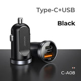 Joyroom Mini Dual-Port 30W Smart Car Charger PD QC3.0 Black